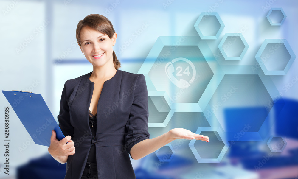 The concept of business, technology, the Internet and the network. A young entrepreneur working on a virtual screen of the future and sees the inscription: The concept of business, technology, the Internet and the network. A young entrepreneur working on a virtual screen of the future and sees the inscription: