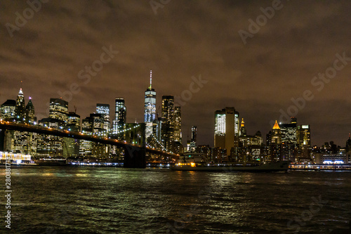 Brooklyn Bridge and Manhattan Skyline At Night © daniele