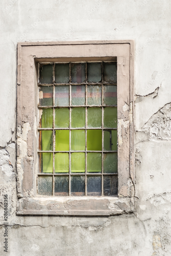 Obraz premium Petrovaradin, Serbia - July 17. 2019: Petrovaradin fortress; Ruined windows of the building at the foot of the fortress