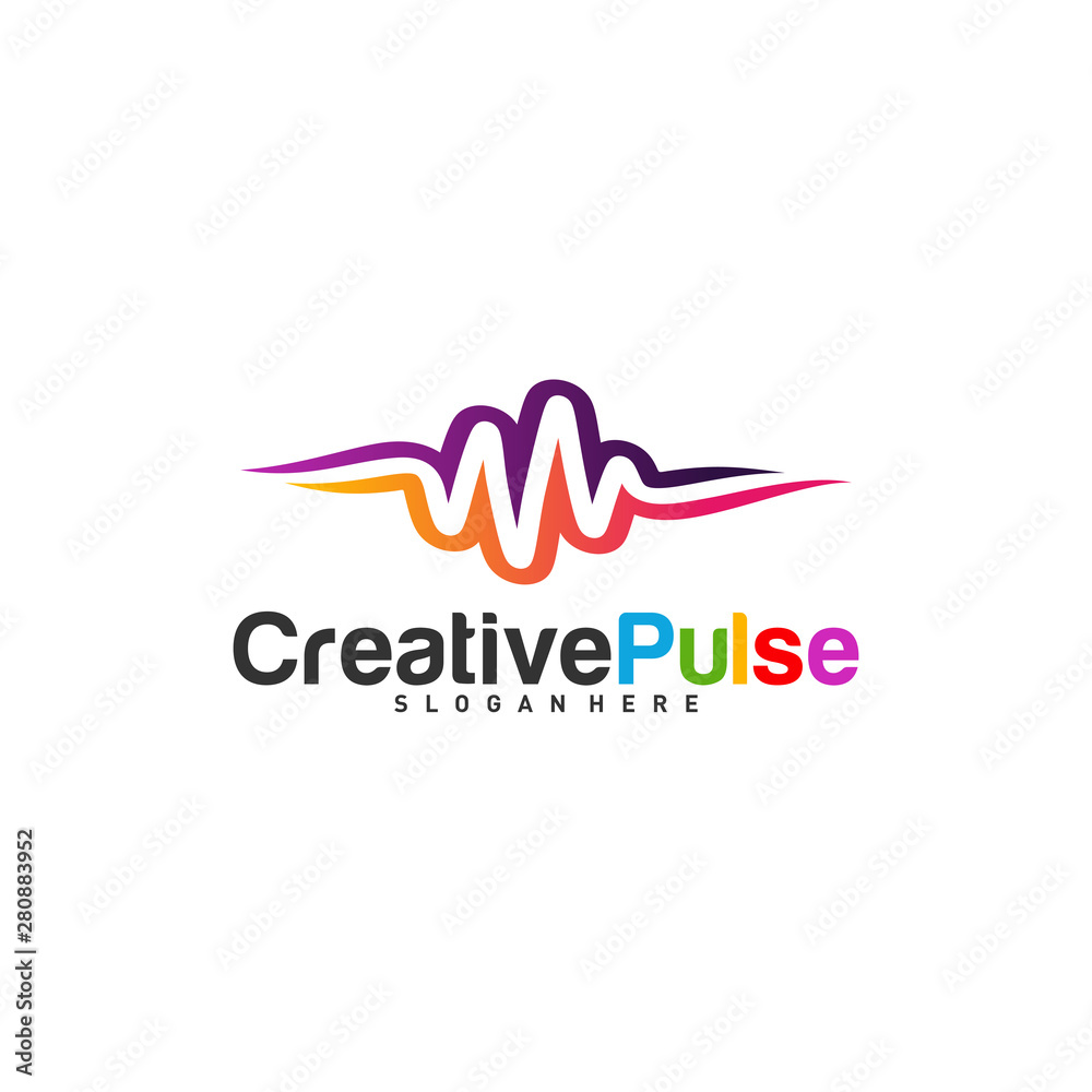 Colorful Pulse logo Concepts Vector. Pulse People Logo Design Template Vector. Sound waves vector illustration design template. unique pulse or wave logo design