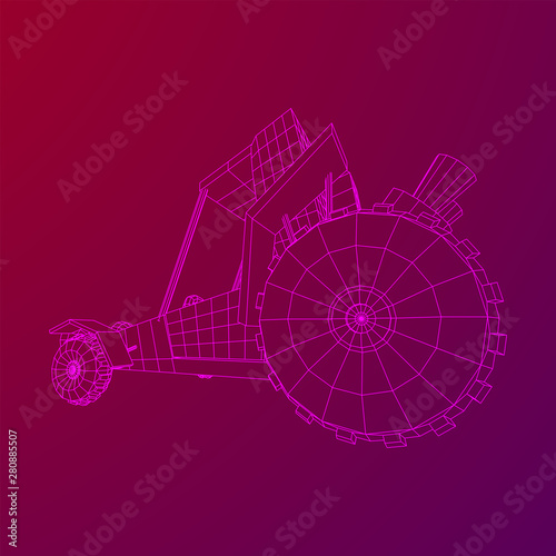Off road dune buggy car. Terrain vehicle. Outdoor car racing, extreme sport oncept. Wireframe low poly mesh vector illustration