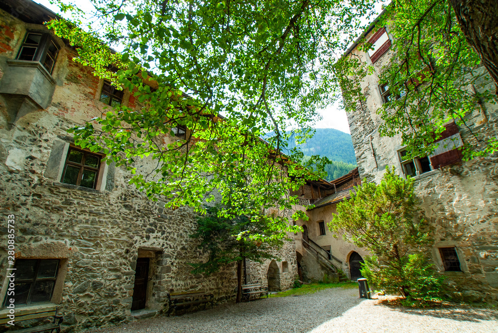 Internal courtyard of Castle Tures, Sand in Taufers, Campo Tures, Tauferer Tal valley, Valli di Tures, Alto Adige, Italy, Europe