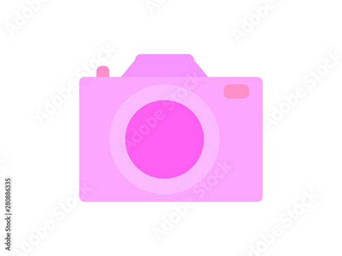EPS 10 vector. Pink cute camera isolated on white background.