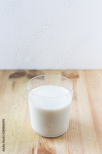 milk into the glass