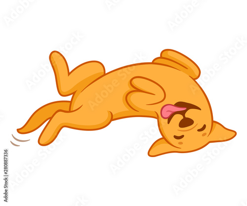 Cartoon dog rolling on back