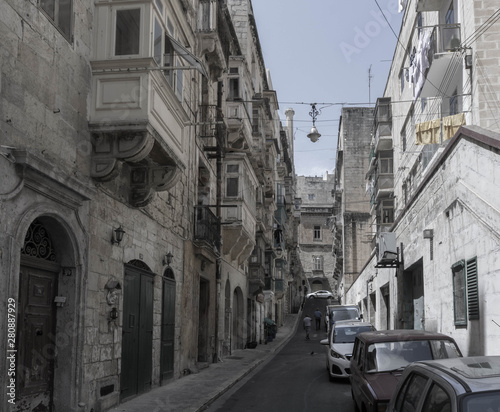 Narrow old street in the unesco world heritage city of valletta in malta