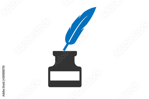 Father pen with ink pot icon vector 