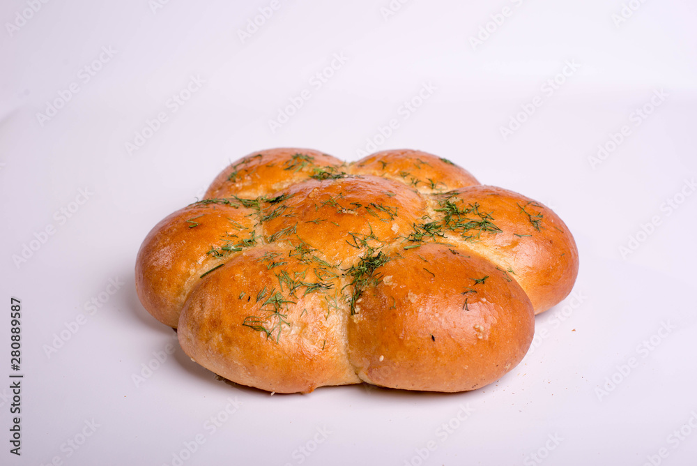 Ukrainian dumplings with garlic. National pastry on a white background Ukrainian dumplings with garlic. National pastry on a white background