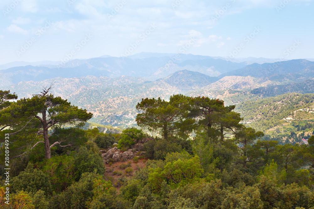 Troodos mountains located in the Western part of the island of Cyprus.