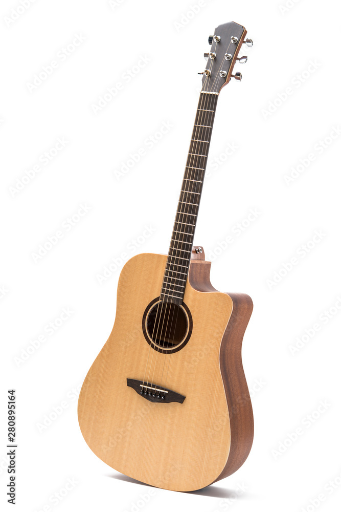 acoustic guitar isolated white background