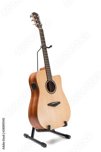 Wallpaper Mural acoustic guitar with stand isolated on white background Torontodigital.ca