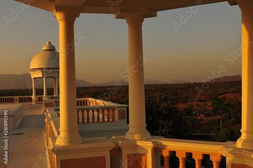 India: The panoramic view from an old palace hotel near Poshina photo