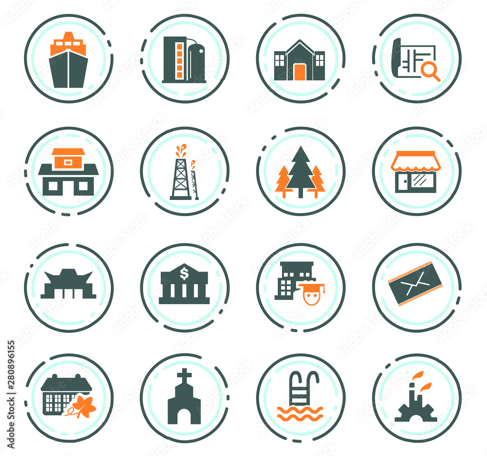 Infrastucture of the city icons set Infrastucture of the city icons set