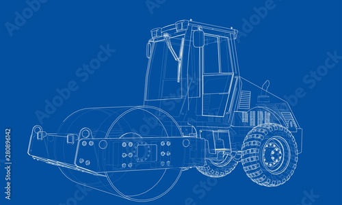 Construction machine. Asphalt compactor vector