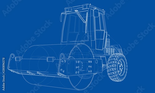 Construction machine. Asphalt compactor vector