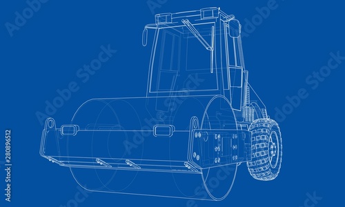 Construction machine. Asphalt compactor vector