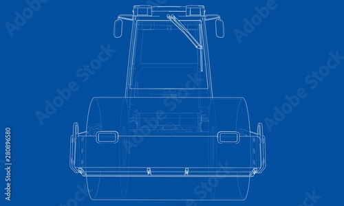 Construction machine. Asphalt compactor vector