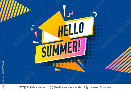 Summer season ad banner in pop-art style.