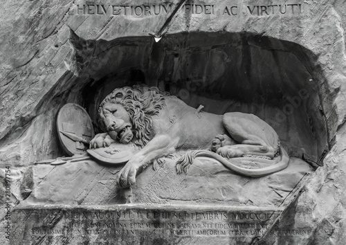 The lion monument of the lion of lucerne which commemorates swiss guards who were massacred in the 18th century