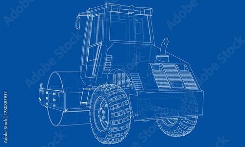 Construction machine. Asphalt compactor vector