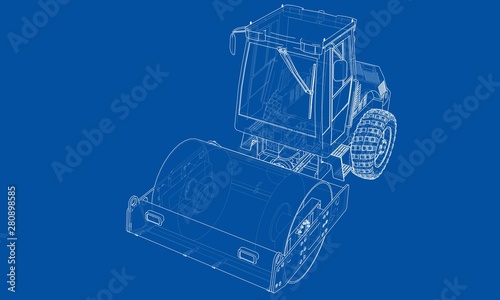 Construction machine. Asphalt compactor vector