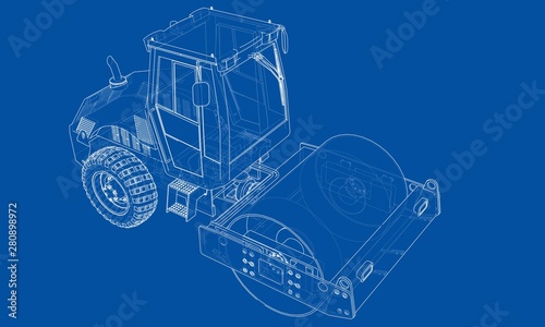 Construction machine. Asphalt compactor vector