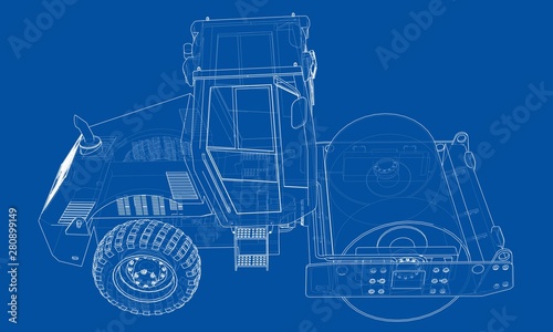 Construction machine. Asphalt compactor vector