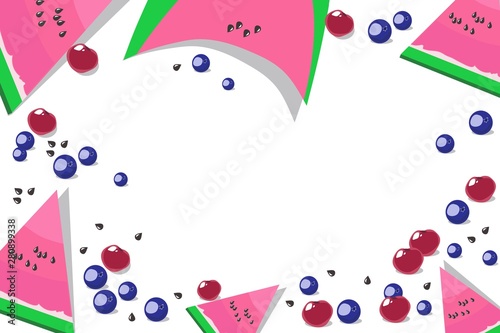 Decorative frame of summer berries, vector illustration