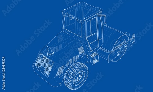 Construction machine. Asphalt compactor vector