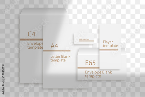 Stationery business branding mockup in realism style with transparent shadow light effect overlay. Mesh grid. Presentation your design card, poster, stories