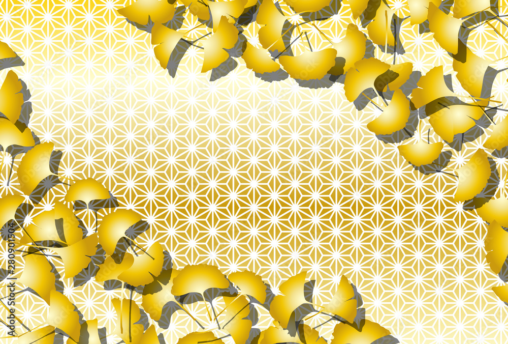 Background Wallpaper Vector Illustration Design Image Japan China Asia Free Size 背景 壁紙 ベクター イラスト デザイン 無料 無料素材 バックグラウンド フリー素材 イメージ 和風素材 日本 伝統模様 麻葉紋様 銀杏の葉 紅葉 秋 落ち葉