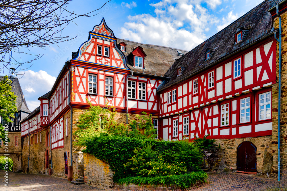 Castle Idstein with half-timbered house in Taunus, Germany