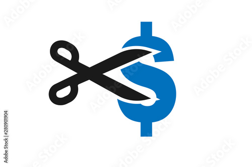 Tax reduce or cost cutting icons vector ( blue version )