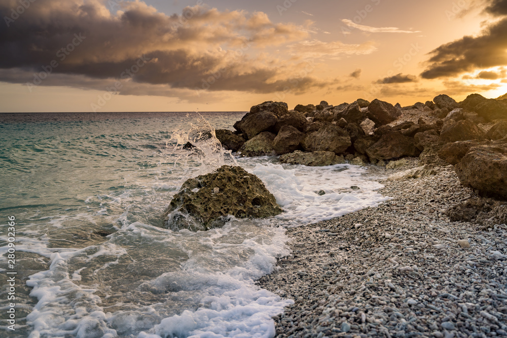 Sunset at the beach Views around the Caribbean island of Curacao Sunset at the beach Views around the Caribbean island of Curacao