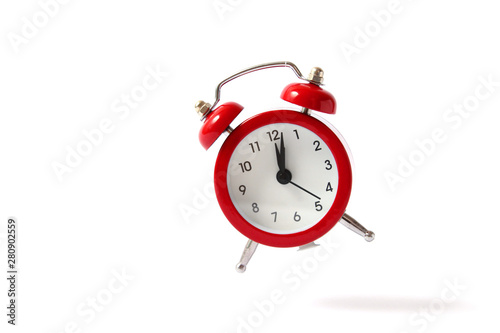 alarm clock on a white background. Retro clock, alarm clock