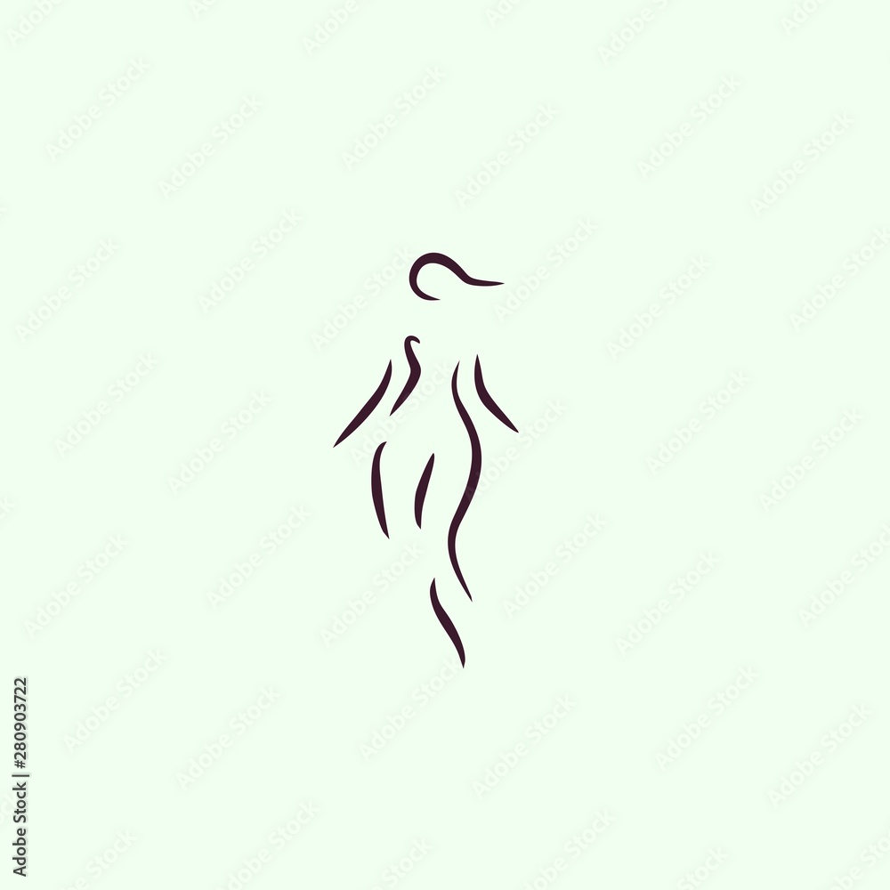woman shape nude line illustration vector