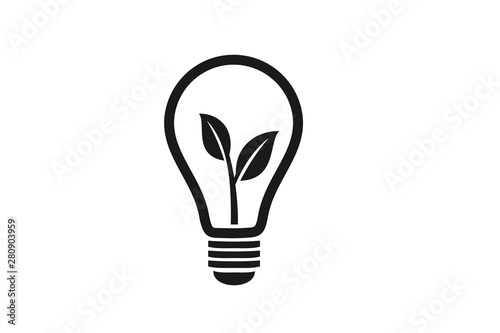 Eco friendly energy lamp or eco friendly energy black icon