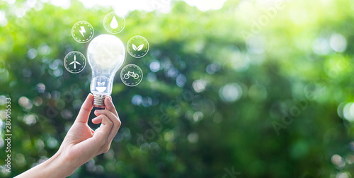 Environmental protection Creativity on Earth Day or the concept of saving energy and the environment.