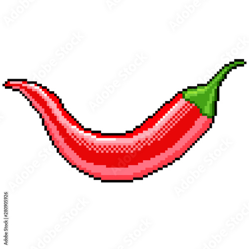 Pixel chili pepper detailed illustration isolated vector