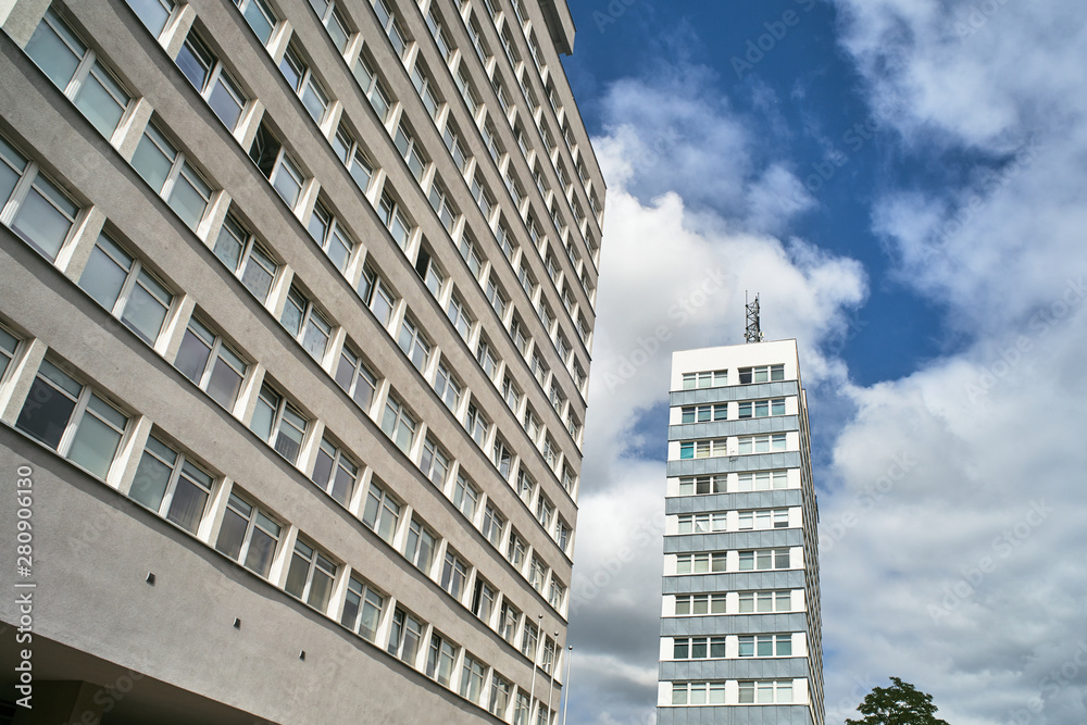 Fototapeta premium Facades of multi-storey office buildings in the city of Poznan.