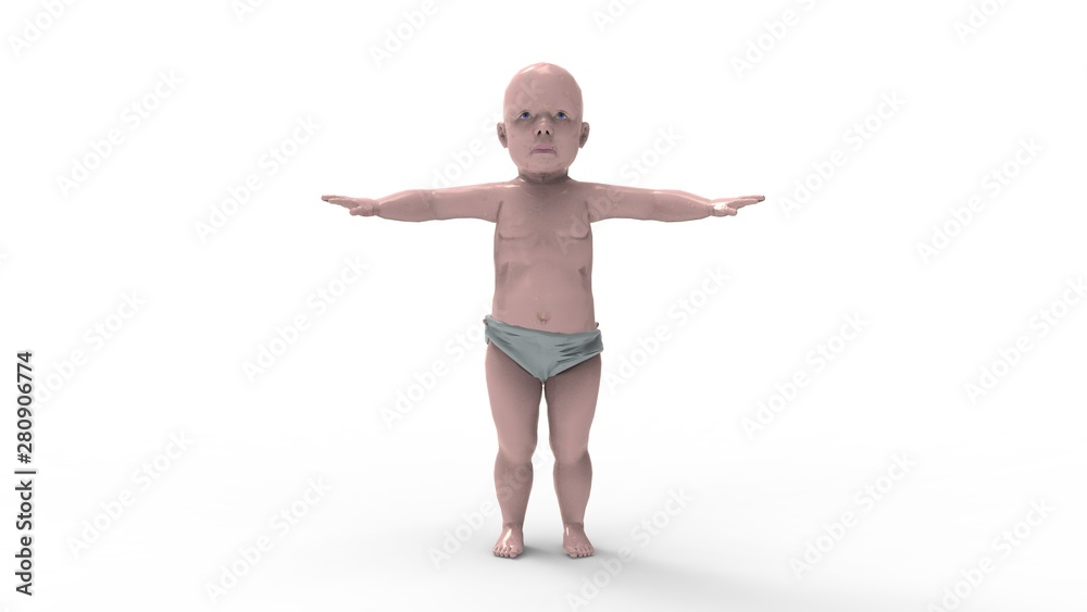 3d rendering of a baby isolated in white studio background 3d rendering of a baby isolated in white studio background