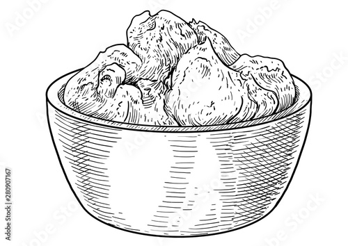 Mascarpone cheese illustration, drawing, engraving, ink, line art, vector