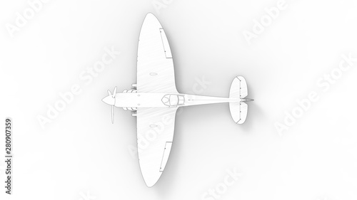 3d rendering of a world war two fighter airplane isolated in white background.