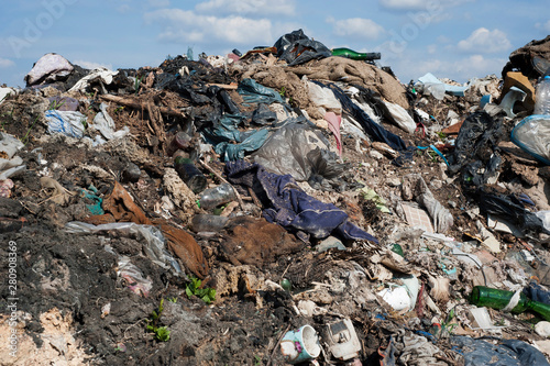 Scum on the city landfill. Waste for recycling