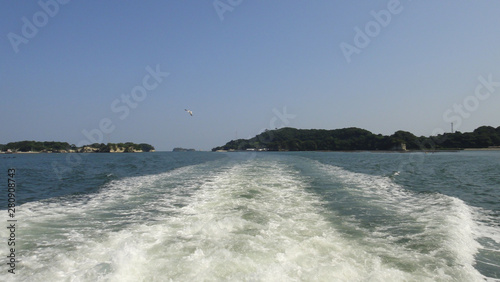 Matsushima Bay Sightseeing Cruises. Matsushima Bay is ranked as one of the Three Views of Japan. Miyagi Prefecture, Japan.  photo