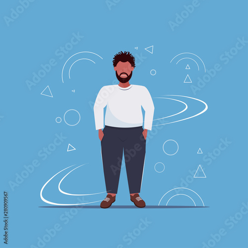 fat overweight man standing pose unhealthy lifestyle concept obese guy in casual clothes over size male cartoon character full length flat