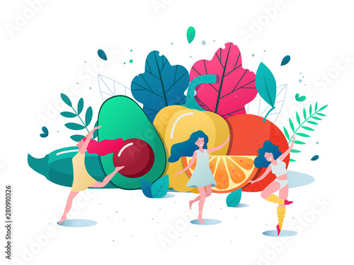 Concept of healthy eating, lifestyle vector illustration.
