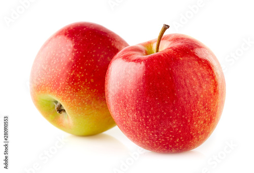 Two apples in closeup on white