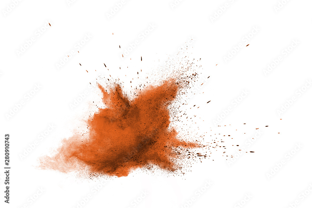 Brown powder explosion isolated on white background. Brown powder explosion isolated on white background.