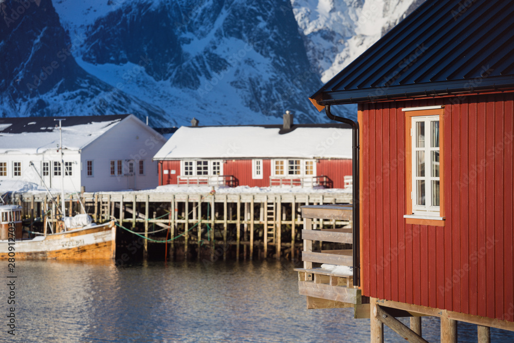 Fototapeta premium traditional norwegian wooden house rorbu
